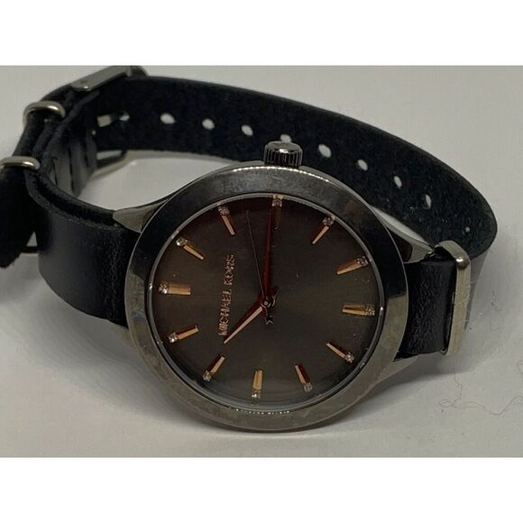 Michael Kors MK3537 Unisex Leather Analog Gray Dial Genuine Wrist Watch GE185 - Picture 6 of 11